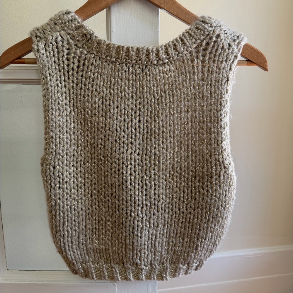 Zara Cropped Metallic Thread Knit Vest - S - Picture 2 of 3